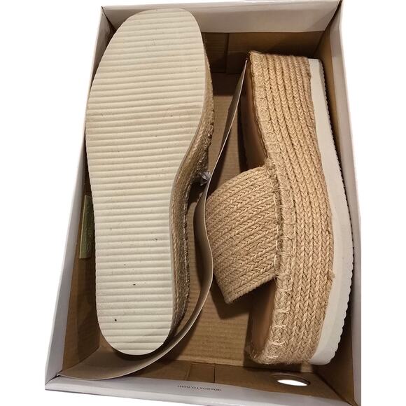 Wild Pair Shermer Slide Espadrille Platform Wedge Sandals in Tan Size 9.5 - Picture 7 of 8